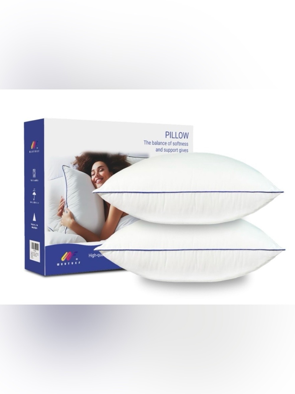 Hypoallergenic Pillow Inserts White 18x18” (2-pack) OEKO-TEX Cert. Virgin Fiber